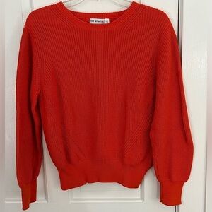 525 America Puff Balloon Bishop Sleeve Orange Cotton Knit Sweater Size Large